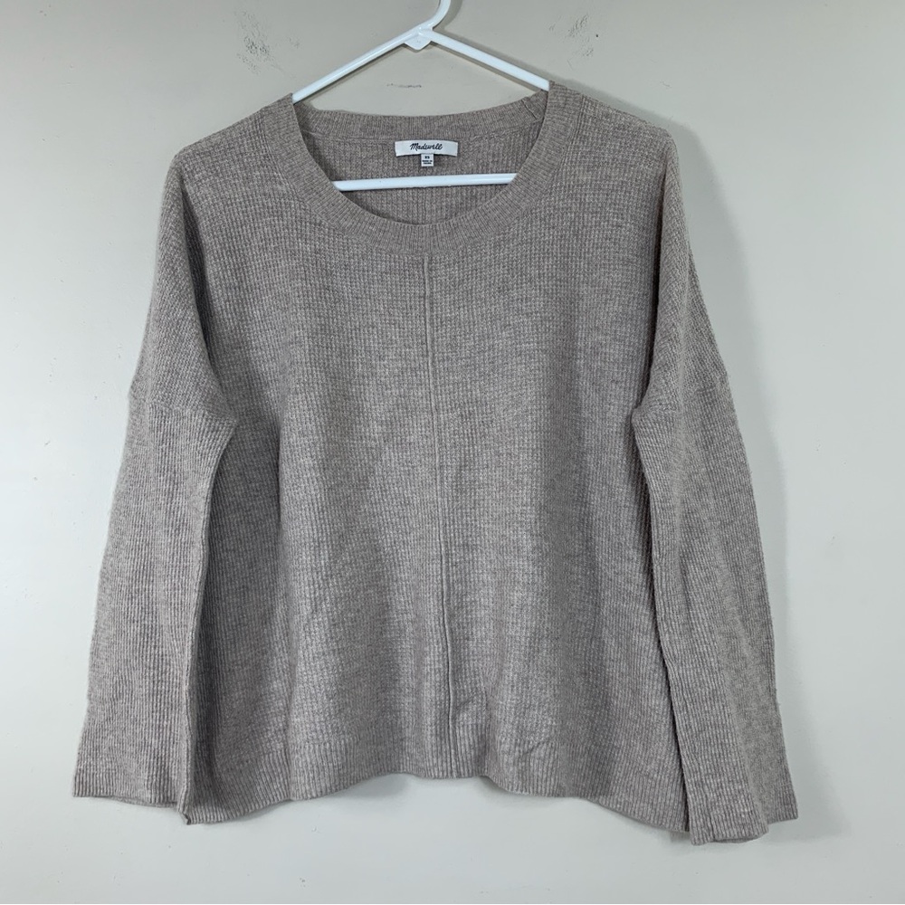 Madewell waffle knit merino wool alpaca blend boxy sweater-XS